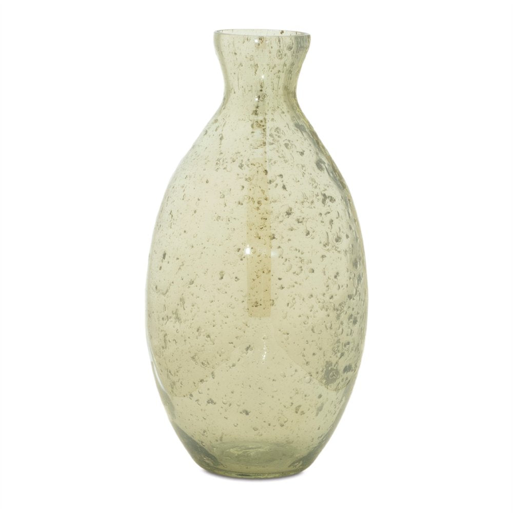 Set of Three Sage Green Seeded Bubble Glass Table Vases HomeRoots