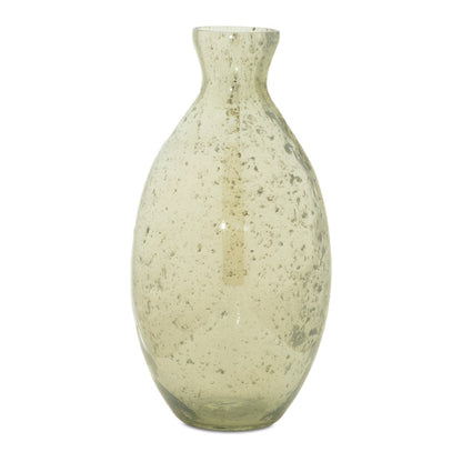 Set of Three Sage Green Seeded Bubble Glass Table Vases HomeRoots