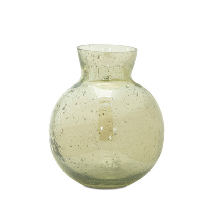 Set of Three Sage Green Seeded Bubble Glass Table Vases HomeRoots