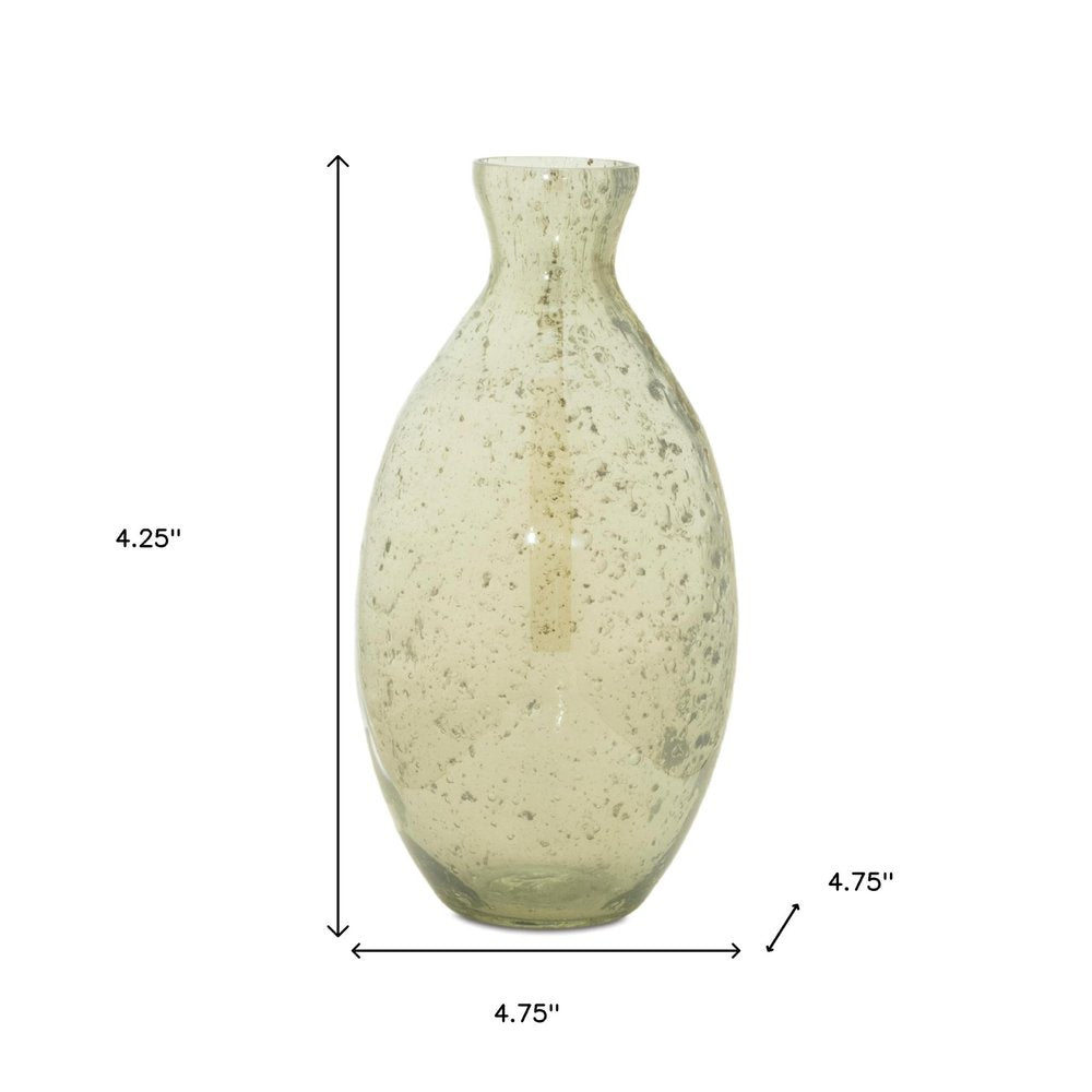 Set of Three Sage Green Seeded Bubble Glass Table Vases HomeRoots