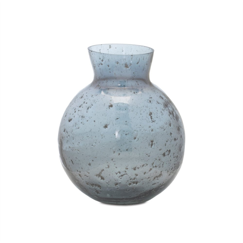 Set of Three Blue And Gray Seeded Glass Table Vases HomeRoots