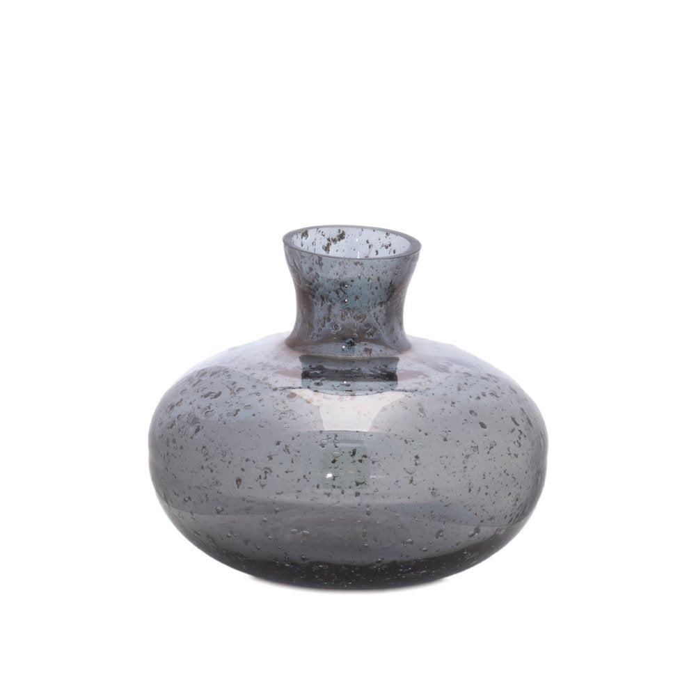 Set of Three Blue And Gray Seeded Glass Table Vases HomeRoots