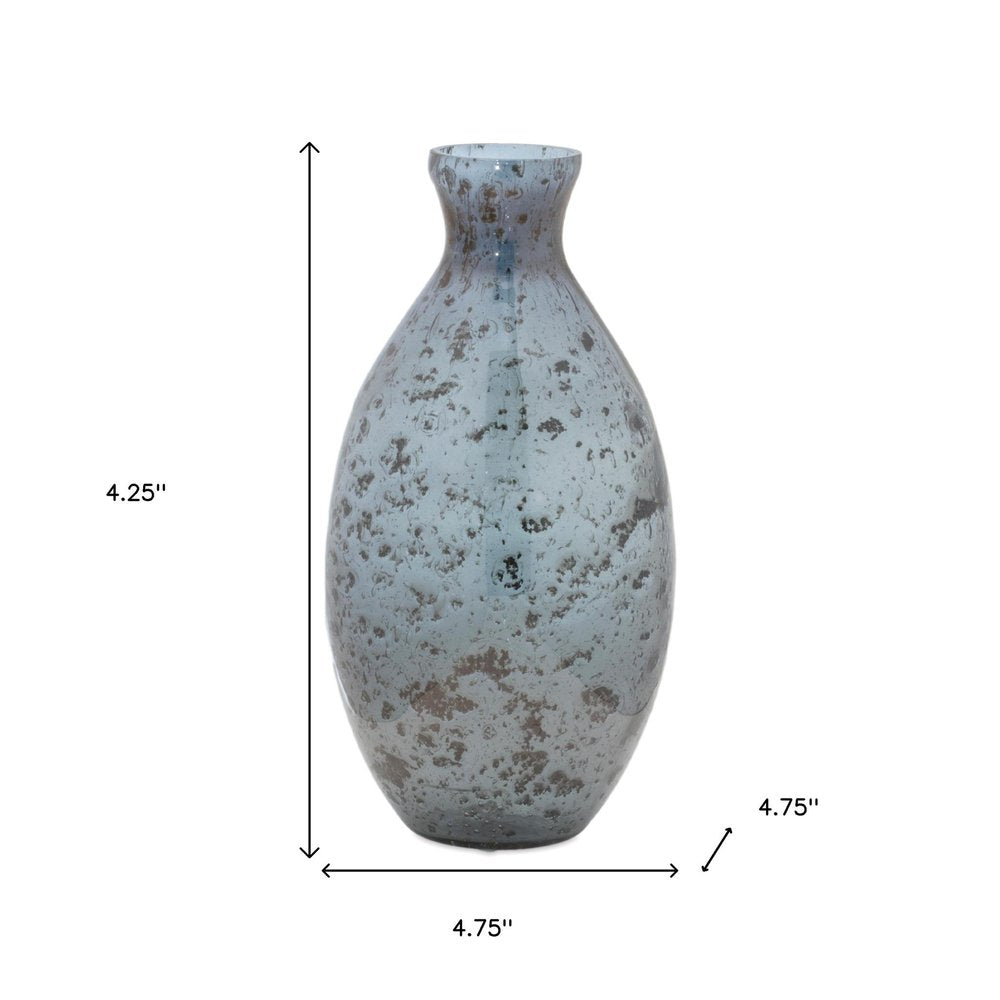 Set of Three Blue And Gray Seeded Glass Table Vases HomeRoots