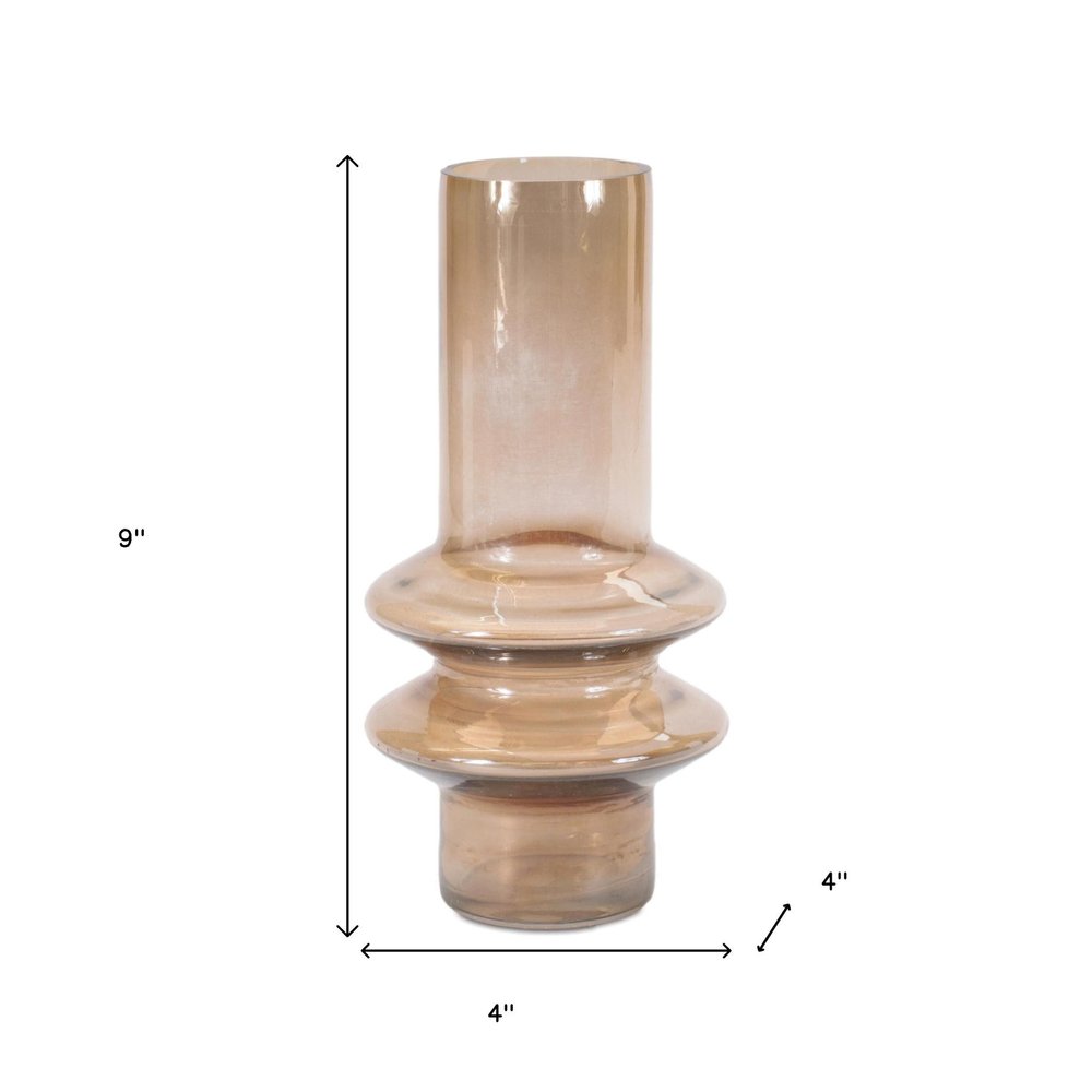 Set of Two Translucent Taupe Glass Cylinder Table Vases HomeRoots