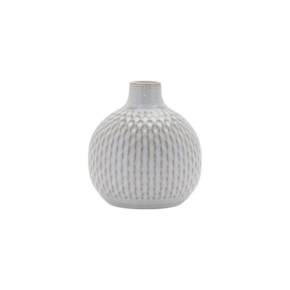 Set of Four Natural And Off White Ceramic Bud Vases With Sculptural Details HomeRoots
