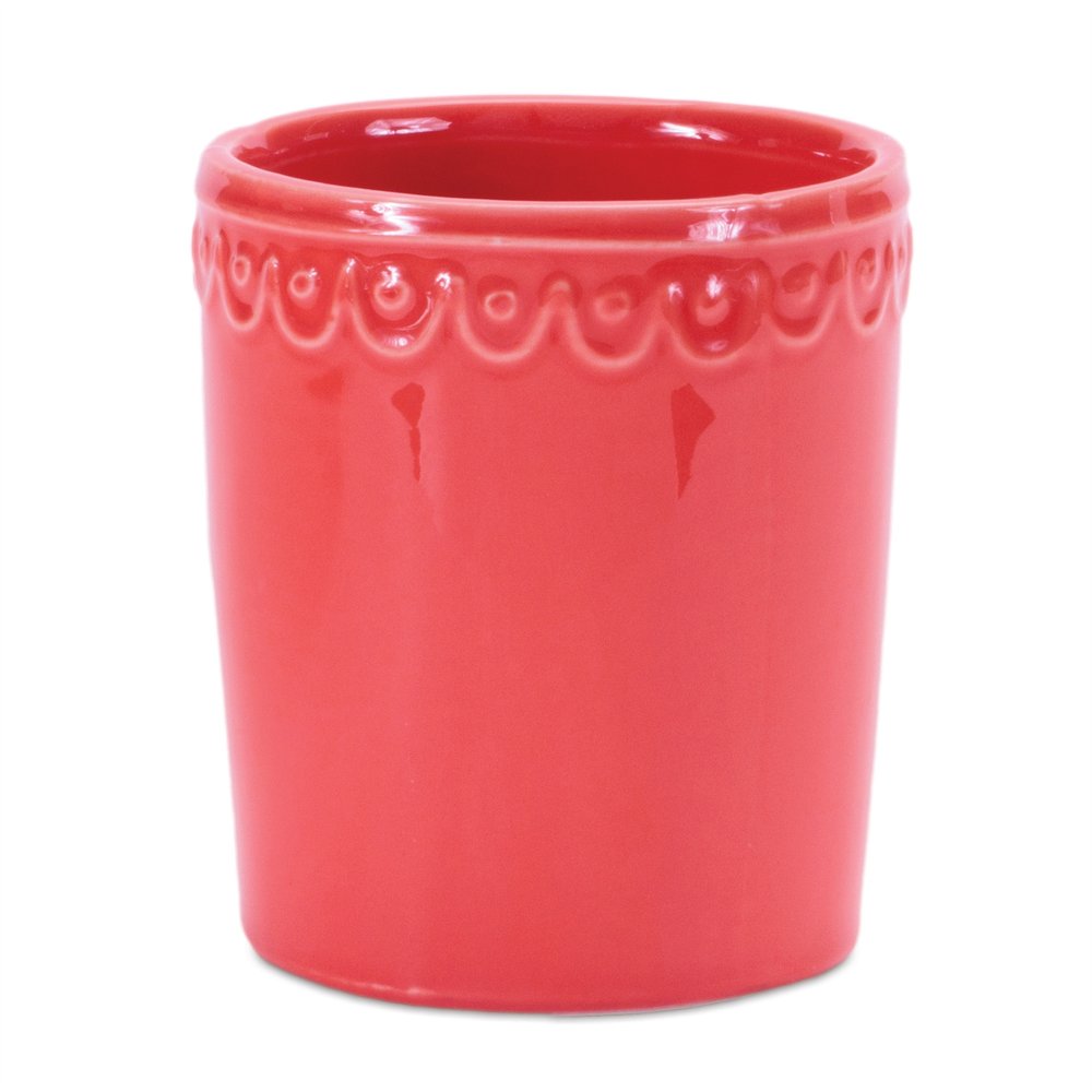 Set of Two Pink And Yellow Ceramic Rectangular Cachepots HomeRoots