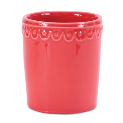 Set of Two Pink And Yellow Ceramic Rectangular Cachepots HomeRoots