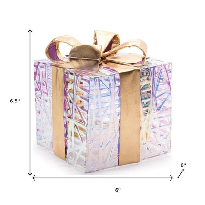 Set of Three Clear And Gold Decorative Boxes With LED HomeRoots