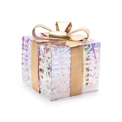 Set of Three Clear And Gold Decorative Boxes With LED HomeRoots