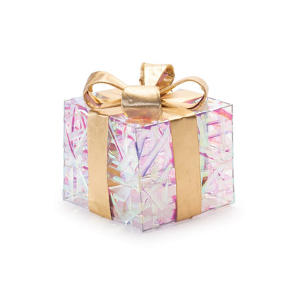 Set of Three Clear And Gold Decorative Boxes With LED HomeRoots