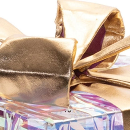 Set of Three Clear And Gold Decorative Boxes With LED HomeRoots