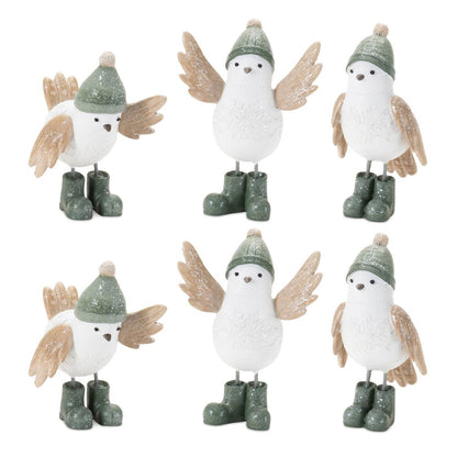 Set of Six White And Beige Resin Bird Figurine HomeRoots