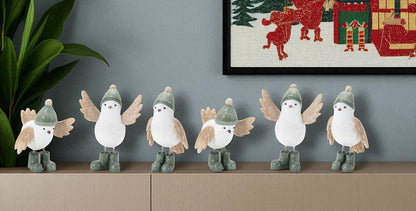 Set of Six White And Beige Resin Bird Figurine HomeRoots