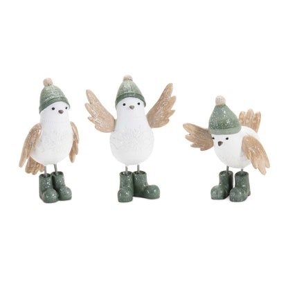 Set of Six White And Beige Resin Bird Figurine HomeRoots