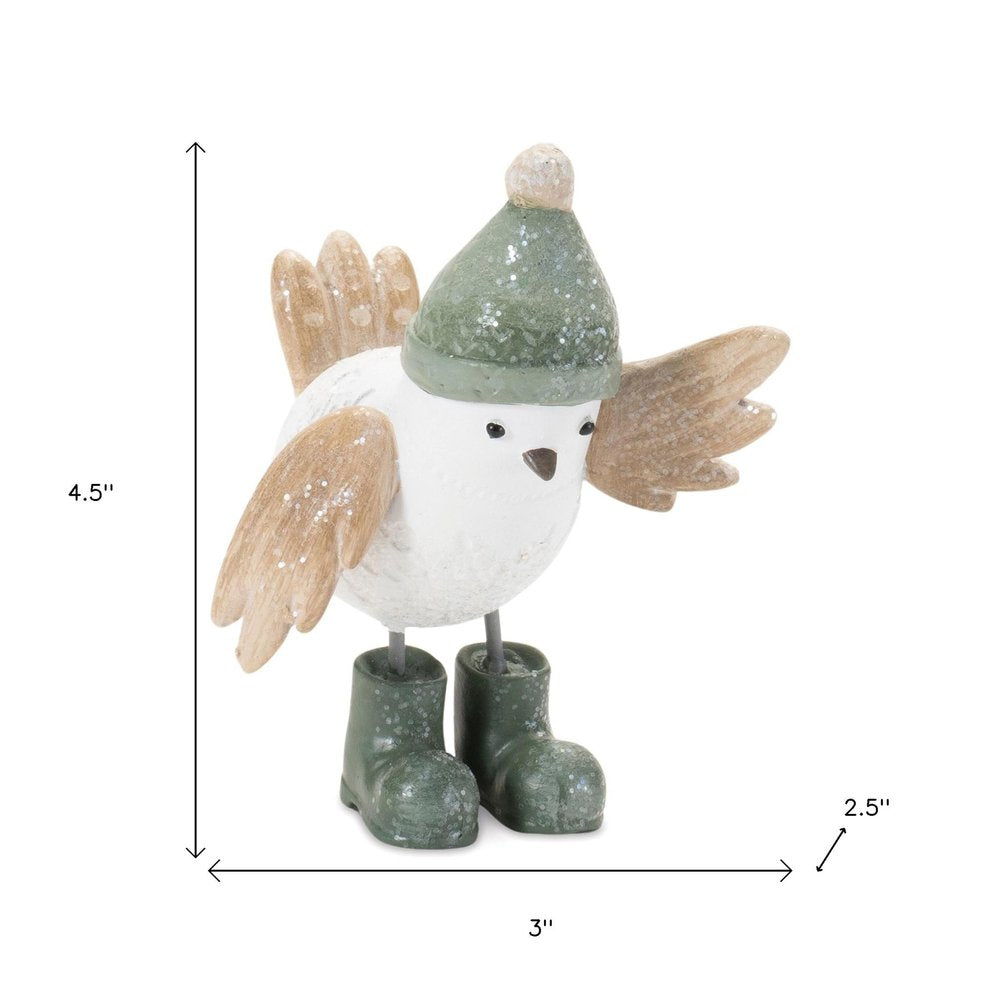 Set of Six White And Beige Resin Bird Figurine HomeRoots