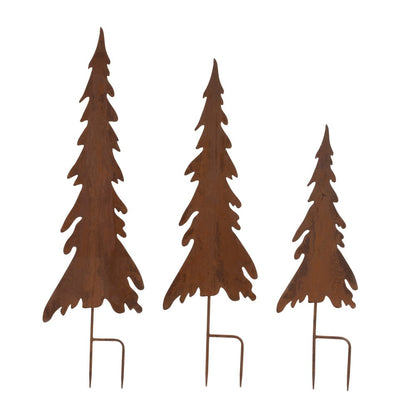 Set of Three Brown Iron Trees Christmas Christmas Trees Tabletop Sculpture HomeRoots