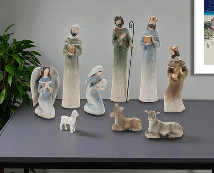 Set of Nine Beige And Gold Polyresin Figurine HomeRoots