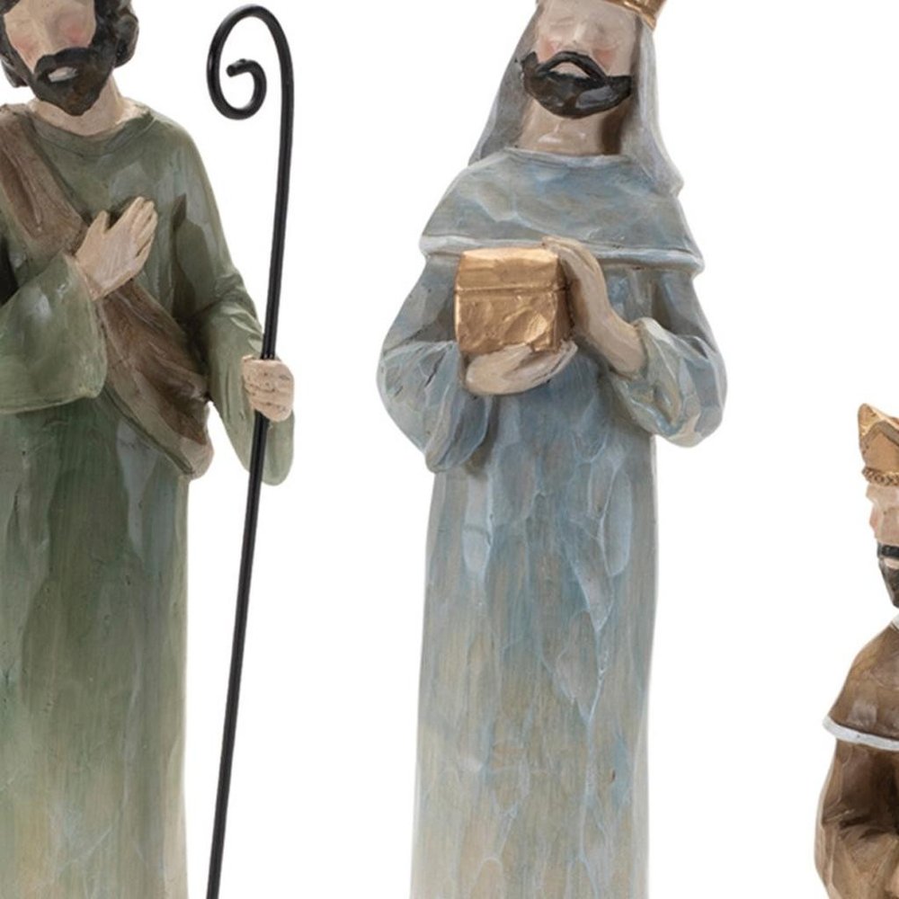 Set of Nine Beige And Gold Polyresin Figurine HomeRoots