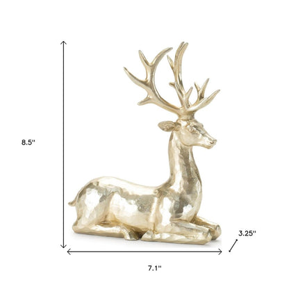 Set of Four Gold Polyresin Deer Christmas Figurine HomeRoots