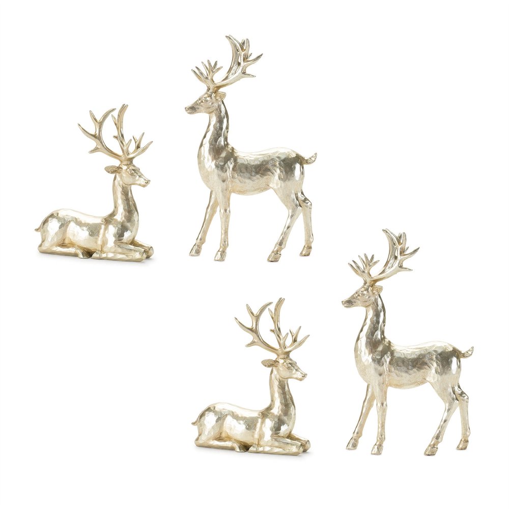 Set of Four Gold Polyresin Deer Christmas Figurine HomeRoots