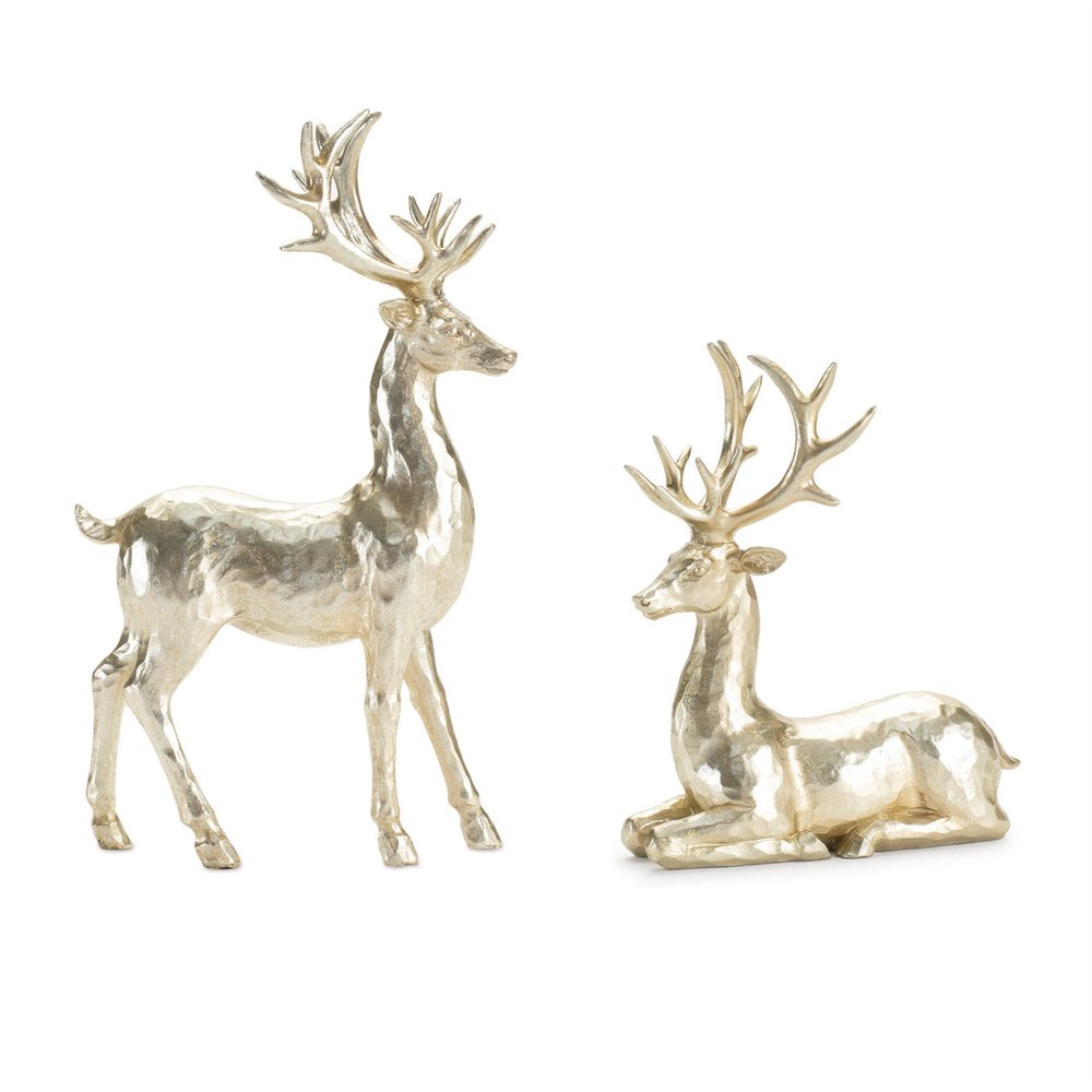 Set of Four Gold Polyresin Deer Christmas Figurine HomeRoots