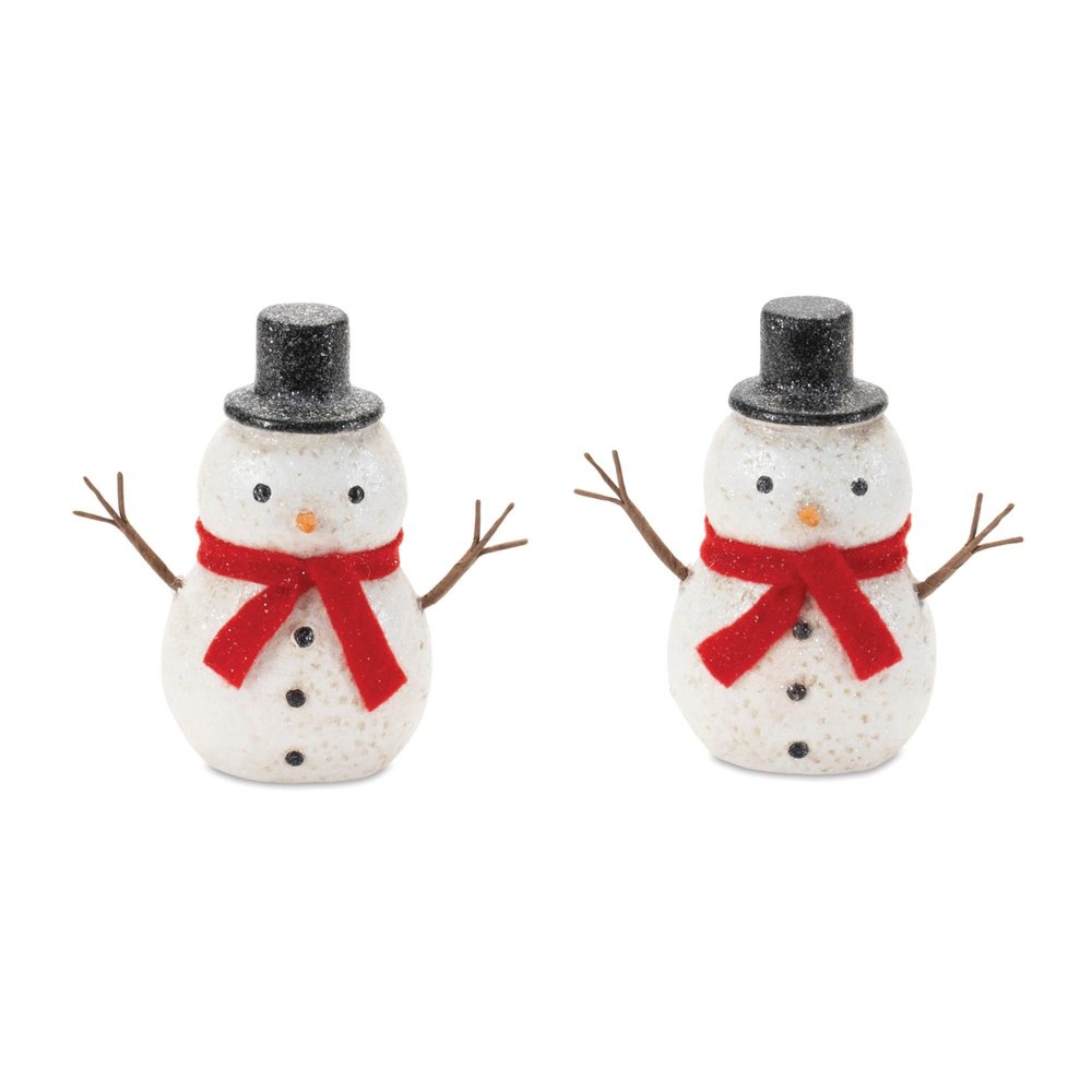Set of Six White And Red Fabric Christmas Snowman Figurine HomeRoots