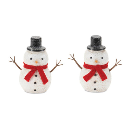 Set of Six White And Red Fabric Christmas Snowman Figurine HomeRoots