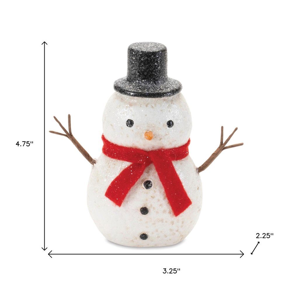 Set of Six White And Red Fabric Christmas Snowman Figurine HomeRoots