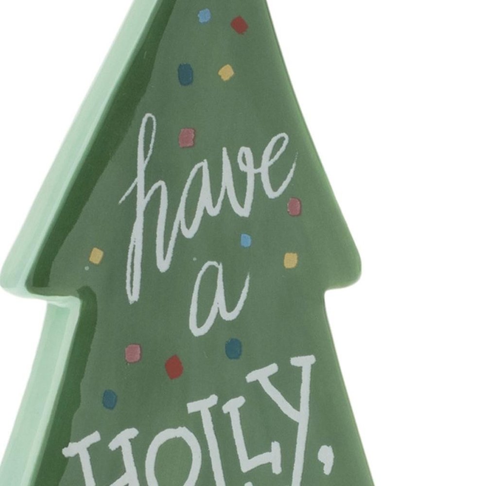 Set of Four Green Ceramic Trees Christmas Christmas Tree Tabletop Sculpture HomeRoots