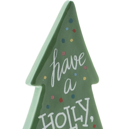 Set of Four Green Ceramic Trees Christmas Christmas Tree Tabletop Sculpture HomeRoots