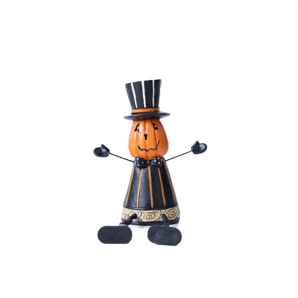 Set of Three Orange And Black Polyresin Halloween Jack-O-Lantern Figurine HomeRoots