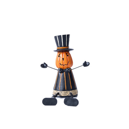 Set of Three Orange And Black Polyresin Halloween Jack-O-Lantern Figurine HomeRoots