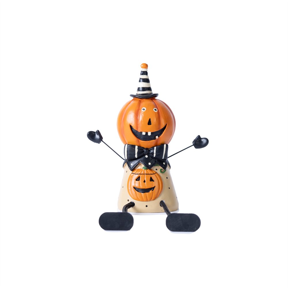 Set of Three Orange And Black Polyresin Halloween Jack-O-Lantern Figurine HomeRoots
