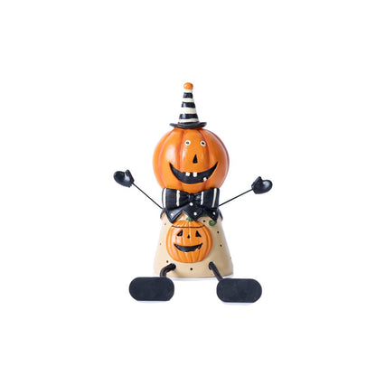 Set of Three Orange And Black Polyresin Halloween Jack-O-Lantern Figurine HomeRoots