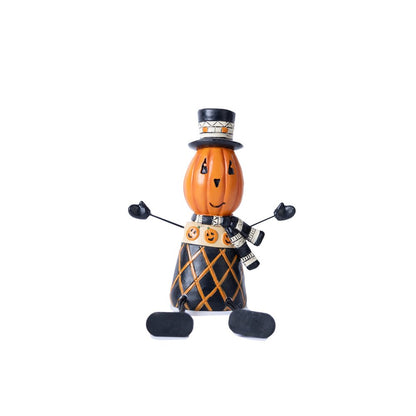 Set of Three Orange And Black Polyresin Halloween Jack-O-Lantern Figurine HomeRoots