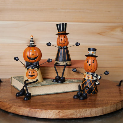 Set of Three Orange And Black Polyresin Halloween Jack-O-Lantern Figurine HomeRoots