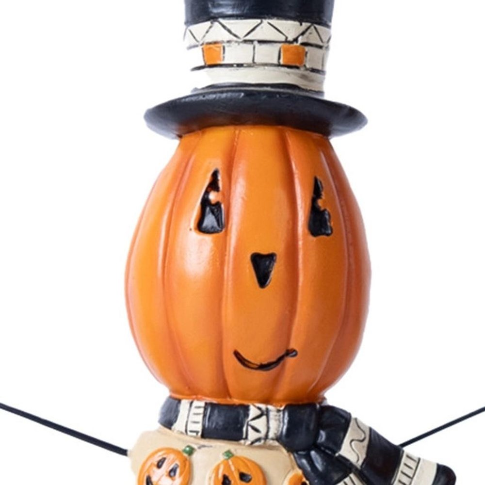 Set of Three Orange And Black Polyresin Halloween Jack-O-Lantern Figurine HomeRoots