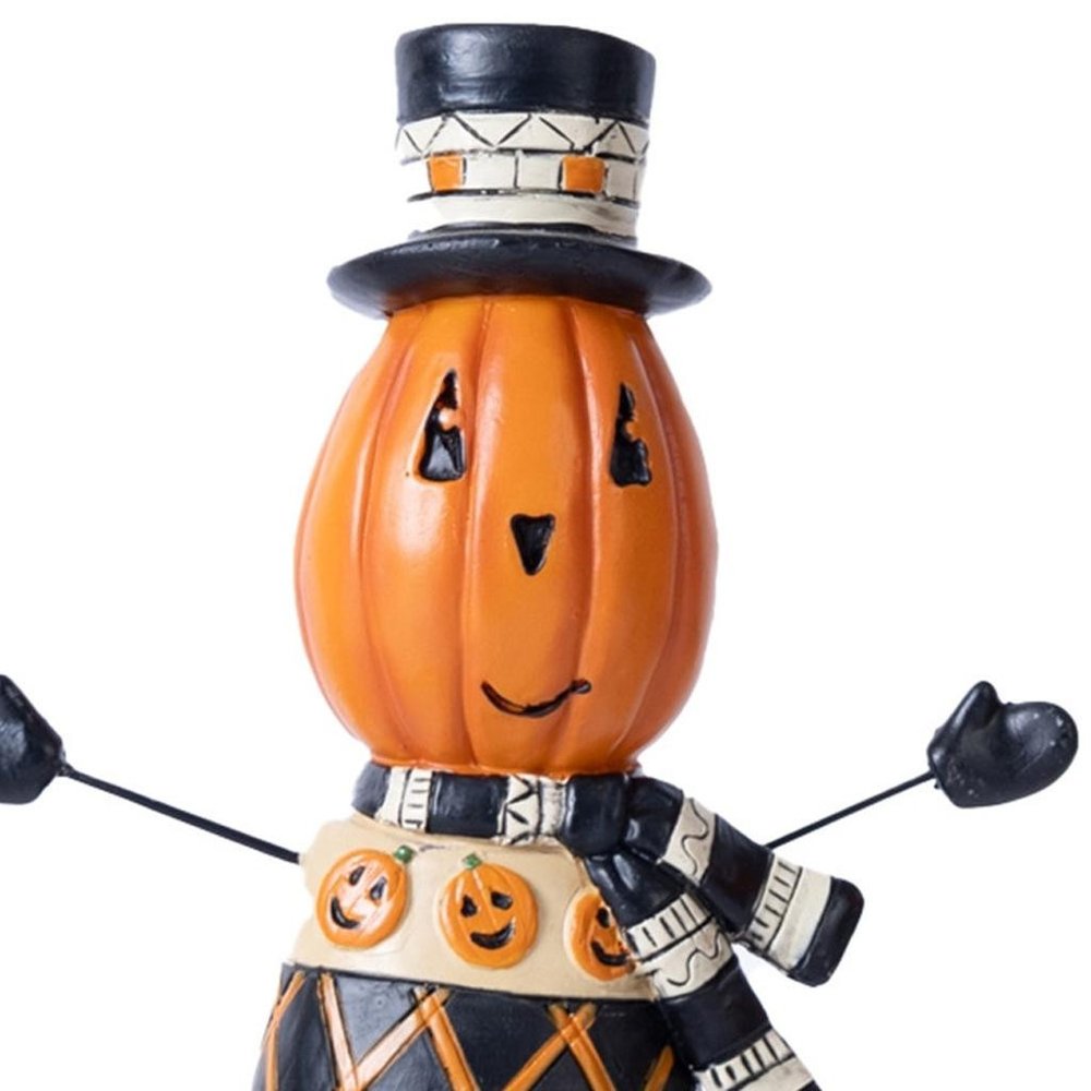 Set of Three Orange And Black Polyresin Halloween Jack-O-Lantern Figurine HomeRoots