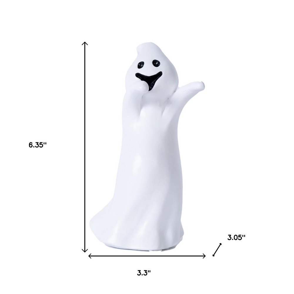 Set of Three White Polyresin Halloween Ghost Figurines HomeRoots