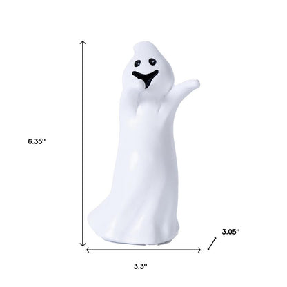 Set of Three White Polyresin Halloween Ghost Figurines HomeRoots