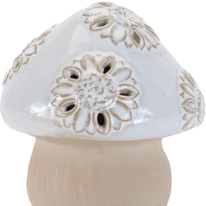 Set of Six Beige And Gray Porcelain Mushroom Tabletop Sculpture HomeRoots