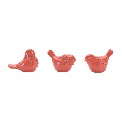 Set of Six Pink Ceramic Bird Figurine HomeRoots
