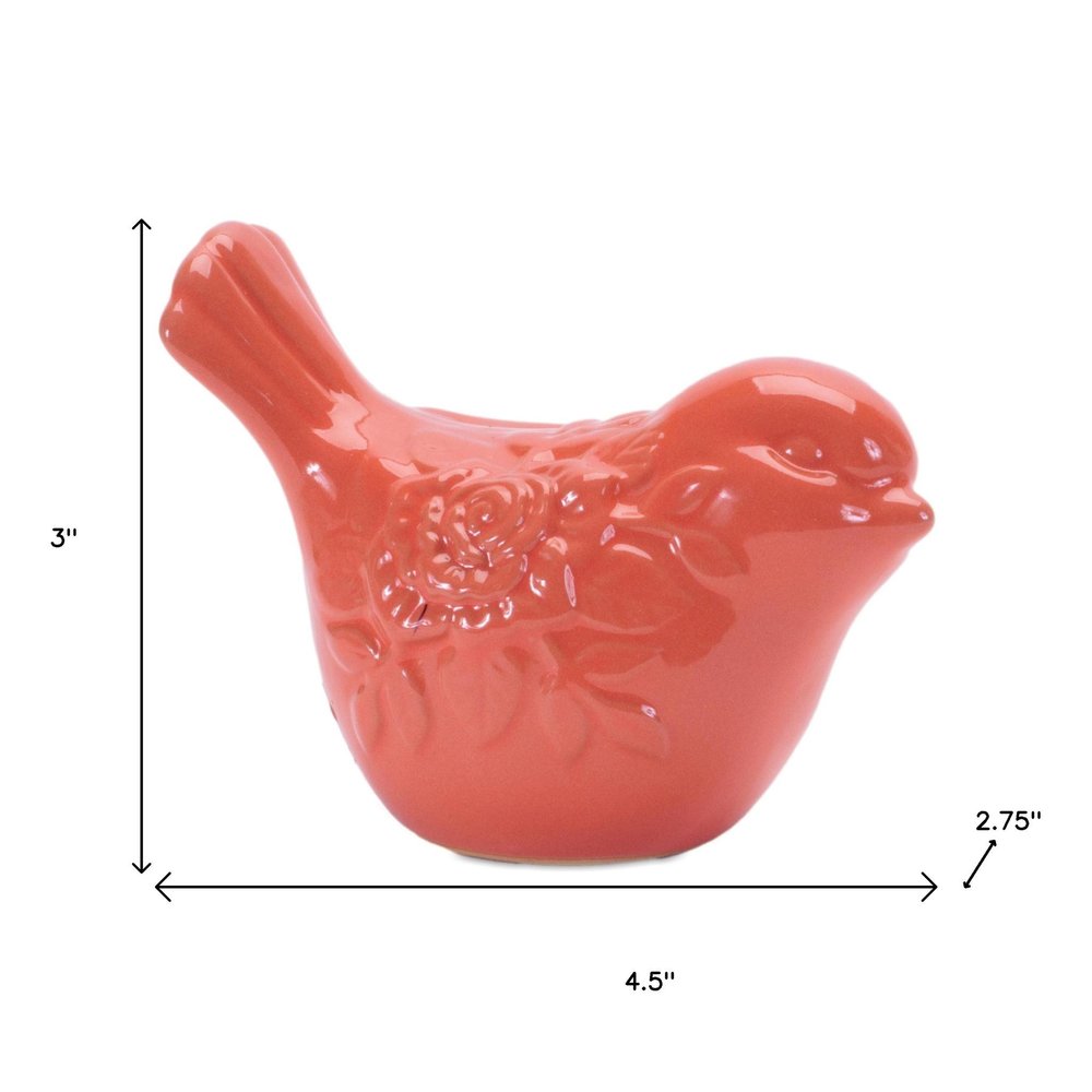 Set of Six Pink Ceramic Bird Figurine HomeRoots