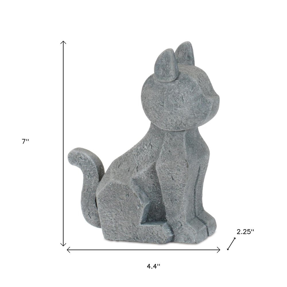 Set of Four Gray Polyresin Cat And Dog Figurines HomeRoots