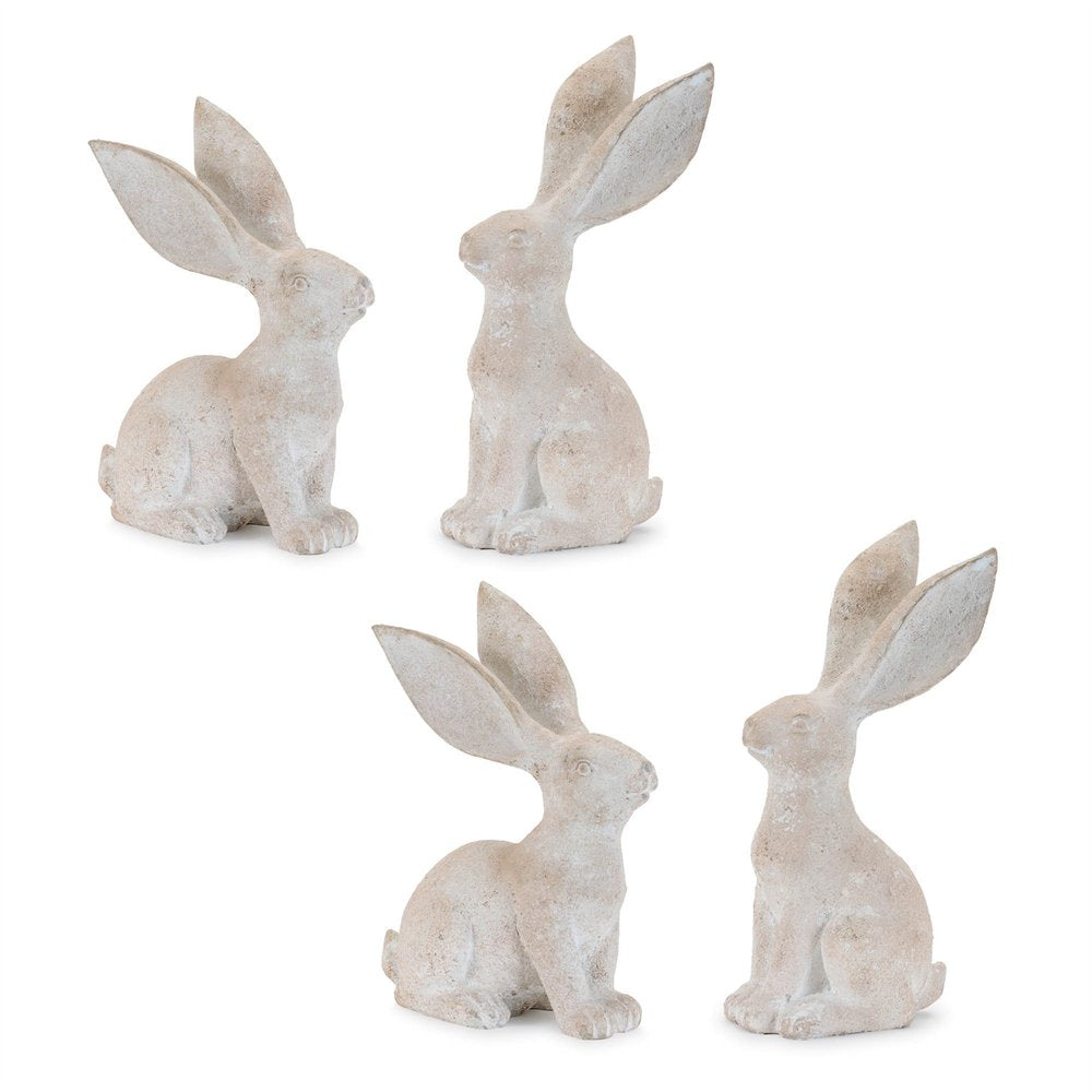 Set of Four Beige Resin Bunny Rabbit Figurines HomeRoots