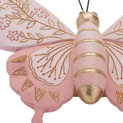 Set of Four Pink And Green Polyresin Butterfly And Dragonfly Figurines HomeRoots