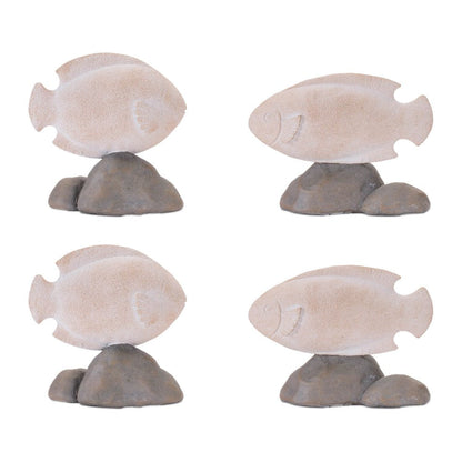 Set of Four Beige And Gray Polyresin Fish Figurines HomeRoots