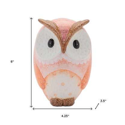 Set of Three Pink And Beige Terracotta Owl Figurines HomeRoots
