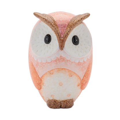 Set of Three Pink And Beige Terracotta Owl Figurines HomeRoots