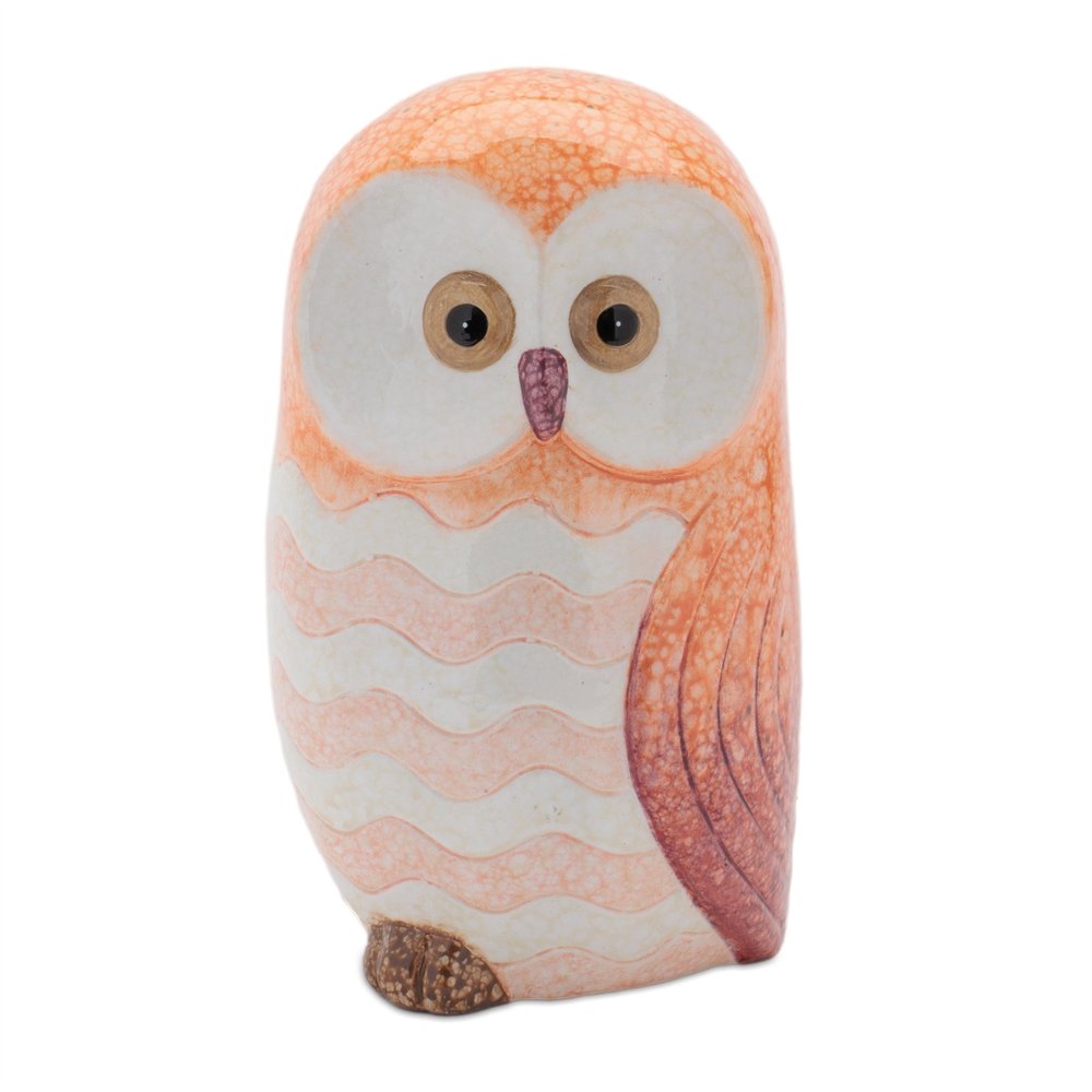Set of Three Pink And Beige Terracotta Owl Figurines HomeRoots